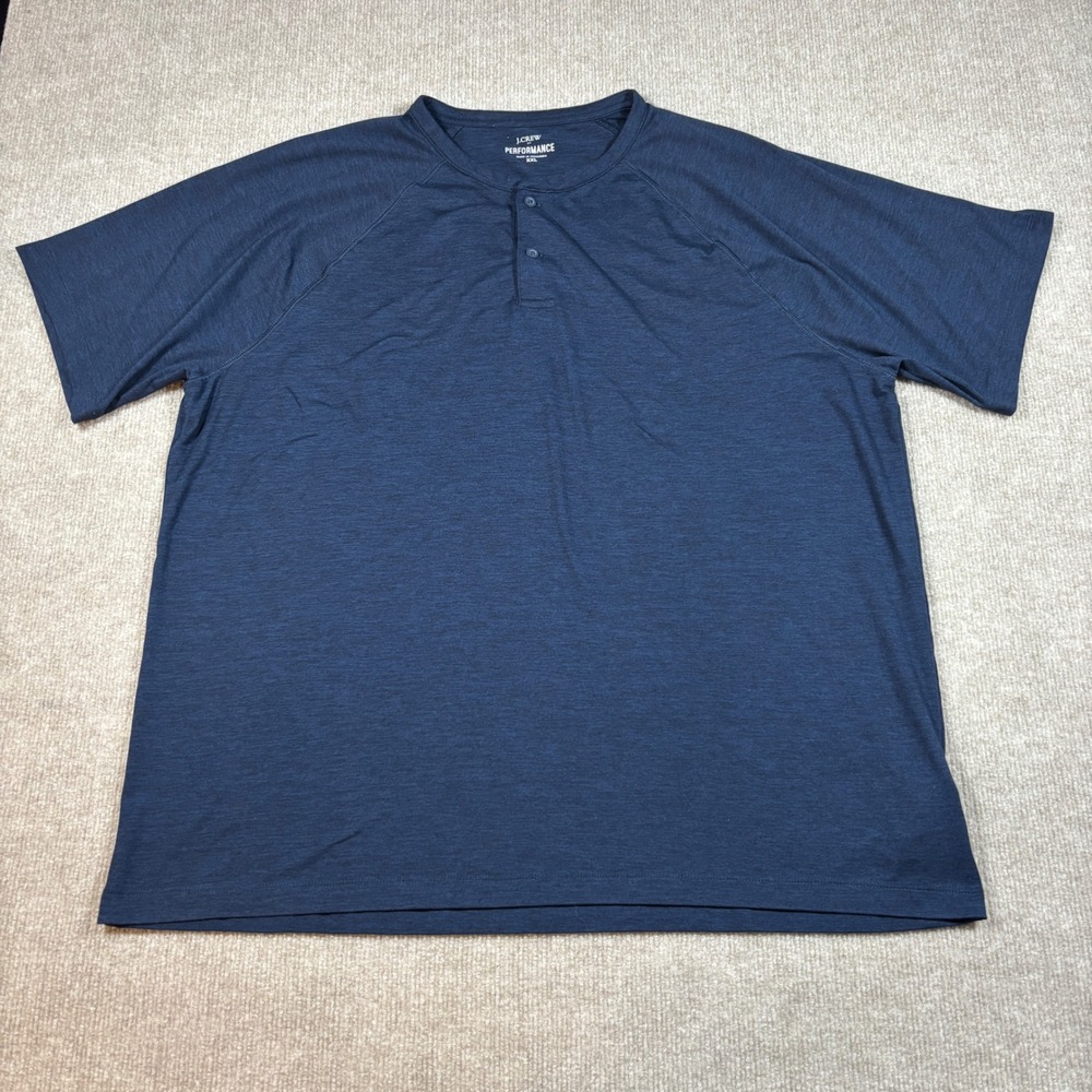 J. Crew Performance Navy Blue Henley Short Sleeve Shirt Men's Size‎ XXL EUC